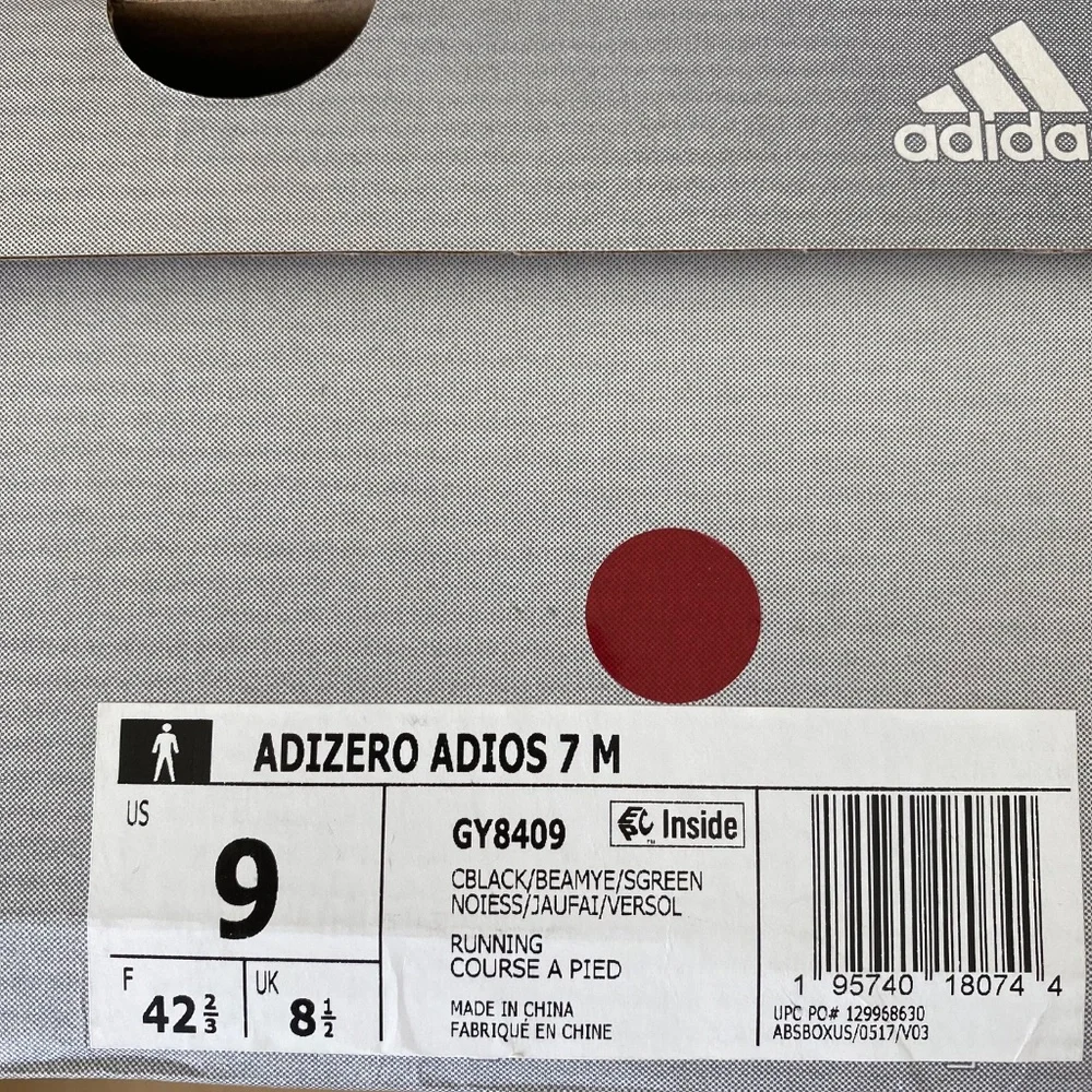 New in the Box Men's Adidas Adizero Adios 7 M Running Shoes Size US 9 (GY8409)